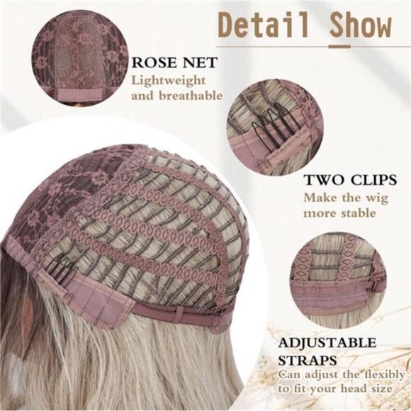 Ombre Blonde Wig Long Wavy Wig For Women Middle Part Wavy Wigs Synthetic - Picture 6 of 8